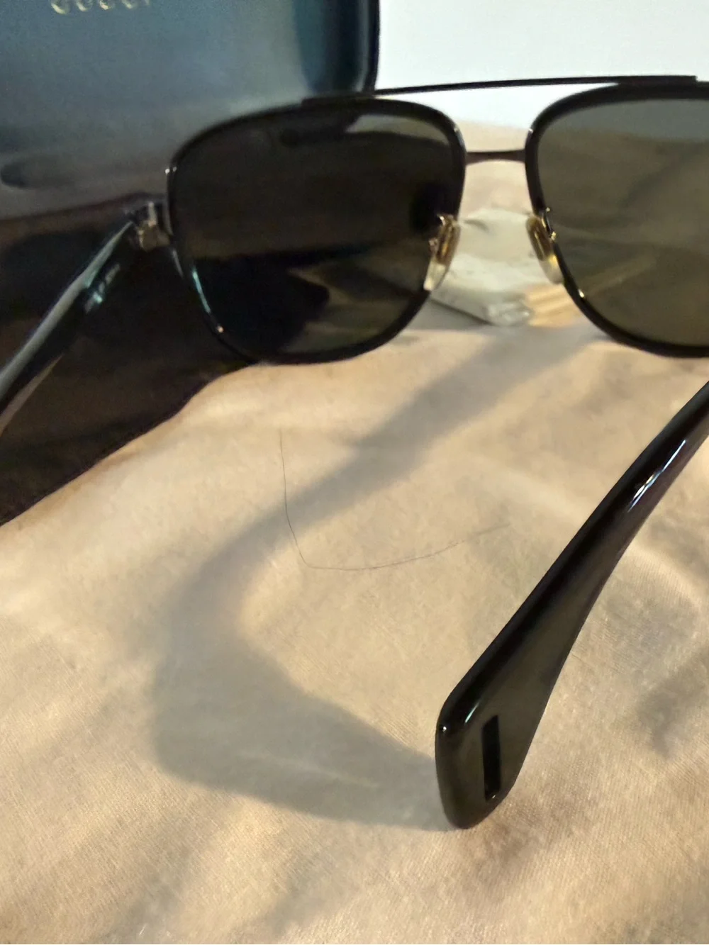 Gucci Men’s Black Rectangular Sunglasses with Signature Web Accent